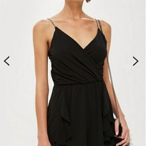 Topshop Rhinestone Strap Ruffle Romper, size US6